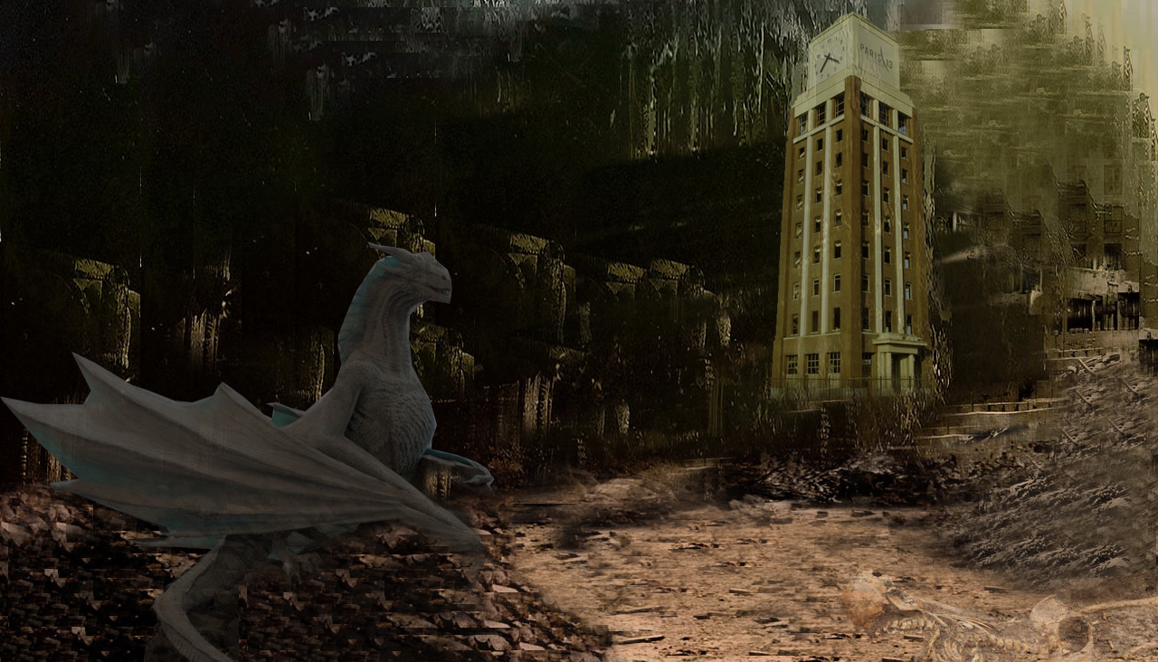 Montage graphique de la tour de l'IUT de Bobigny dans un décor original - Design graphique